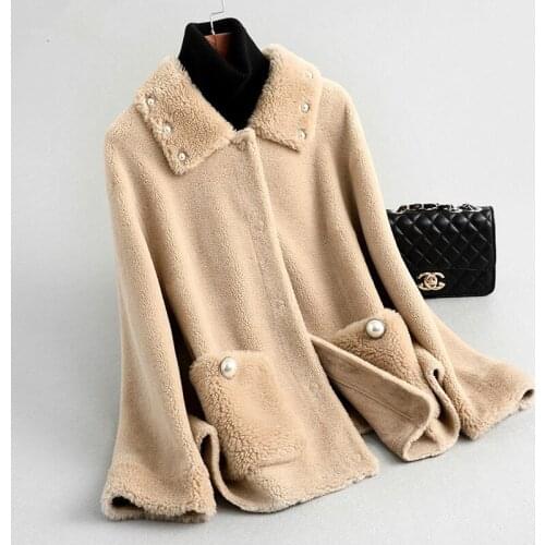 Fur Shearling Sheep Korean Jacket Real Fur Coat 2020 Autumn Winter Jacket Women real Wool Coats Chaqueta Mujer MY3507 s