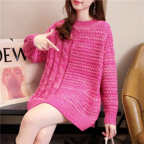 Autumn and winter new knitwear medium and long thick thread twist Pullover for women