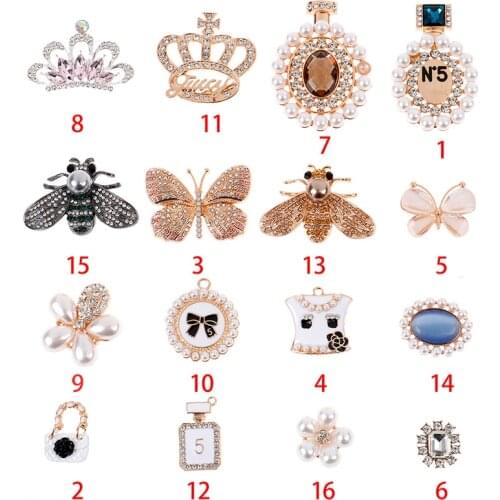 1pc Metal Charms Designer Shoe Charms Accessories Bling Rhinestone Clog Shoe Button Decoration Cute Bee Charm
