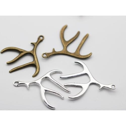 10pcs/lot Metal Christmas Charms Deer Antlers Pendants Caribou Horn For DIY Jewelry Accessories Findings