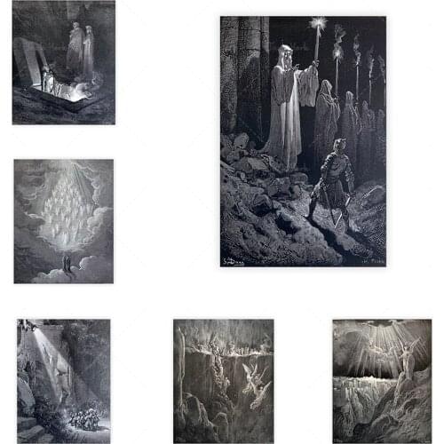 1870 MILTONS PARADISE LOST Antique Engraving Gustave Doré Bible1st Edition Hell Angel Satan