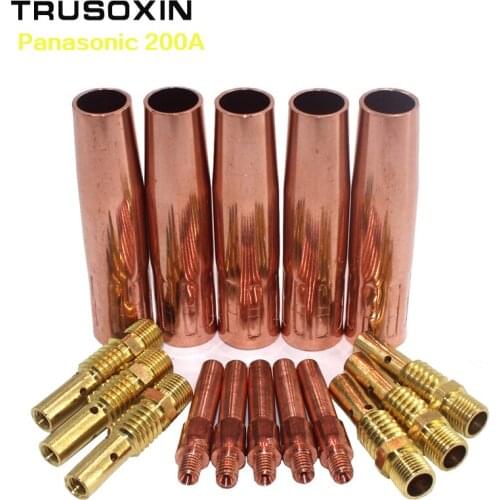 25pcs Panasonic 200A MIG MAG Gun Torch Accessories MIG shield Cups electric tips link rod for CO2 MIG MAG welding machine