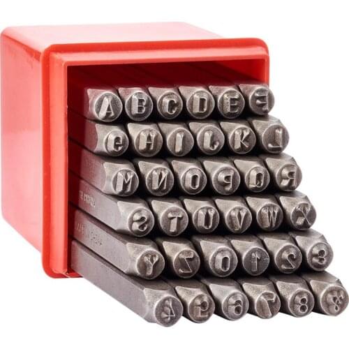 36pcs/box Iron Seal Stamps For Jewelry Making Including Letter A~Z, Number 0~8 and Ampersand &, Black, 60x6mm