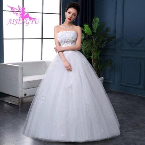 AIJINGYU 2021 2020 white Customized new hot selling cheap ball gown lace up back formal bride dresses wedding dress FU283