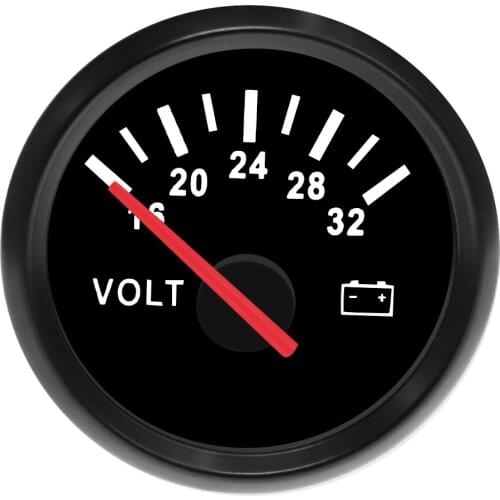 Auto Volt Meter Gauge Marine Voltage Motorcycle Car Boat Automobile Voltmeter Indicator Instrument 16-32V With Red Backlight