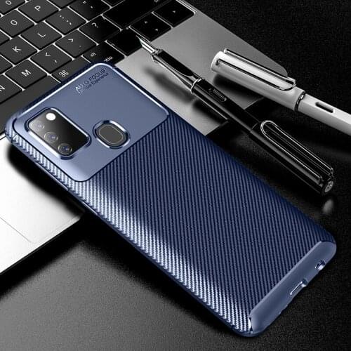 Phone Case for Samsung Galaxy A21s Case Cover Luxury Carbon Fiber Soft TPU Silicone Shockproof Case for Samsung A 21s A41 A31