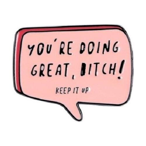 You Are Doing Great Enamel pin Inspirational Text Box Quote Slogan Rectangle Pink Jewelry Badge Brooches pins For Friends