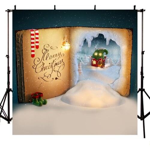 MEHOFOTO Photography Backdrop Christmas Books Elven House Socks Shoes Snow Background Photo Studio New Design Camera Fotografica