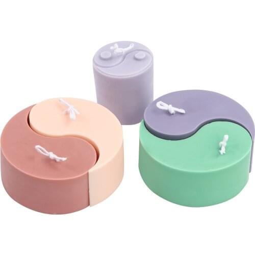 Food Grade Soap Mold Single Hole or Integrated Yin Yang Chinese Traditional Culture Crafts Round Shape Silicone Candle Mould