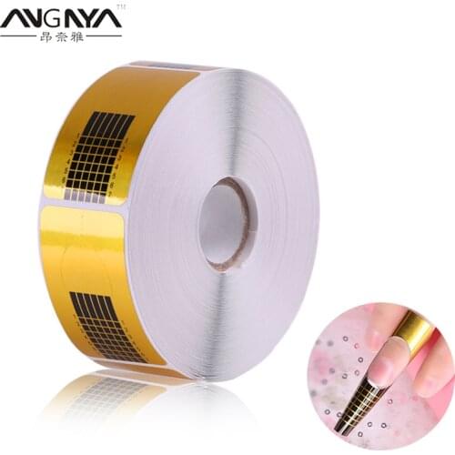 ANGNYA 500Pcs/roll Pro French Tips Nail Forms Acrylic Tip Gel Nails Sticker Extension Curl Form for Nail Polish Extension Guide