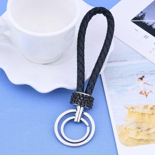 Leatherwear Rope Crystal Keychain Originality Geometric Circle Bag Key Chain Fashion Joker Birthday Gift Ornaments