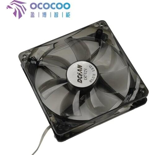 OCOCOO Water cooler fan DC 12V 12cm LED Blue Light Silent Chassis Cooling Fan PC Computer Case Cooling Fan