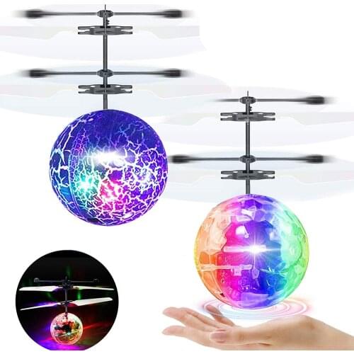Hand Controlled Flight Ball for Kids Toys RC Flying Toys Hand Induction Infrared Crystal ball Mini Helicopter with LED Light