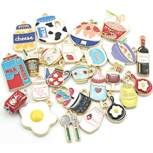 JINGLANG Fashion Lobster Clasp Enamel Wine Bottle Drink Charms DIY For Jewelry Making Accessories 50pcs