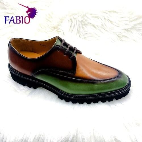 French cowhide mens shoes imported foaming outsole leather mens shoes Bruti style mens shoes