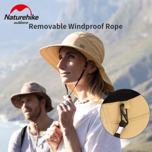Naturehike Fashion Summer Big Brim Sun Hat 81g Shawl Folding Cap Sun Protection Protect Neck Fisherman Hat With Windproof Rope