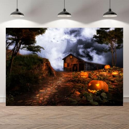 Neoback Halloween Party Trees Forest Pumpkin Spooky Photography Grave Background Photographic Backdrop For Photo Studio Shoot