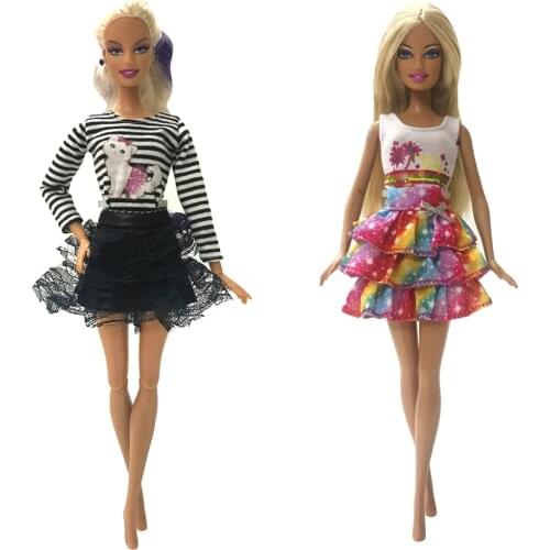 NK 2 Pcs/Set Doll Dress Fashion Skirt Party Clothes Fashion Outfit For Barbie Doll Accessories Child Girls'Gift 01I 2X