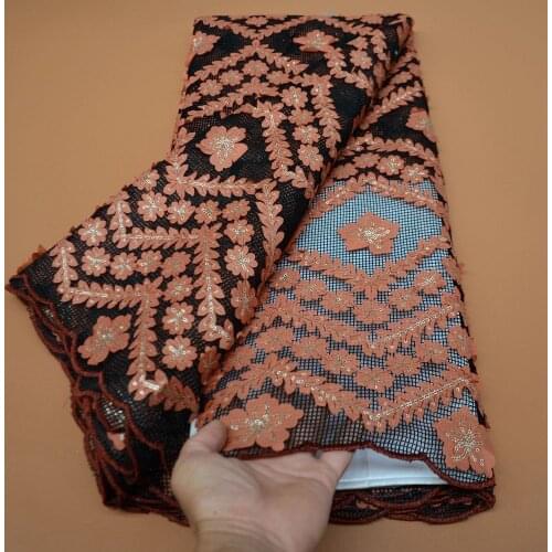 Newest African Tulle Lace Fabrics Embroidery Net Lace African French Lace High Quality With Beads Wedding