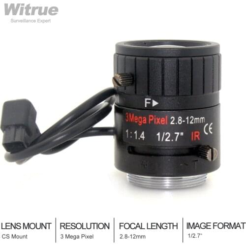 Witrue 3MP lenses 2.8-12mm Varifocal HD CCTV lens F1.4 Auto Iris CS Mount lens for IP Security Surveillance Cameras