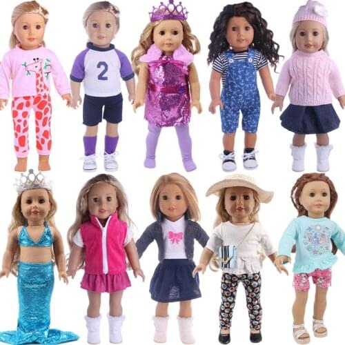 Doll Clothes Pajamas Unicorn Kitten Giraffe Frog Leopard Nightgowns For 18 Inch American&43 Cm Baby New Born Doll Generation Toy