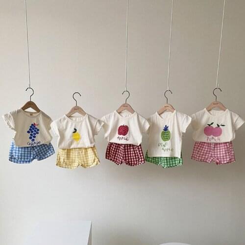 Baby Boy Girl Childrens Suit Summer Children Kids Boys Girls Fruits T-Shirt + Shorts 2 Suit Kids Baby Boy Girl Sets Clothes