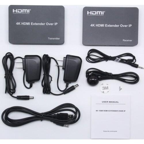 One pair 150M 4K HDMI USB Extender Over TCP IP Support Gigabit PoE Network Switch CAT5E /6 Support KVM keyboard Mouse and IR