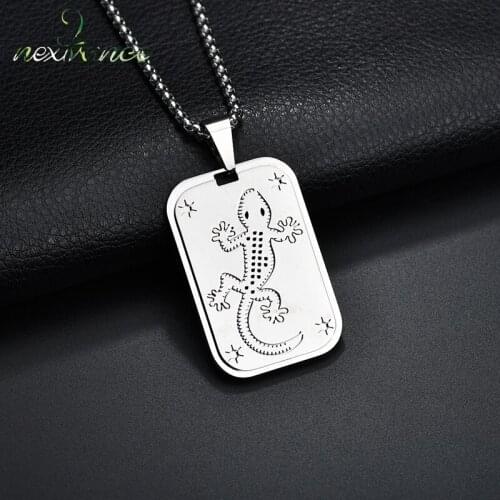 Nextvance Stainless Steel Chunky Gecko Necklace Animal Lizard Big Pendant Necklaces For Men Accessories