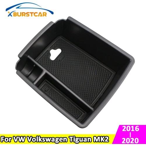 Xburstcar For VW Tiguan MK2 2016 2017 2018 2019 2020 2021 Car Center Console Organizer Tray Armrest Storage Box Car Accessories