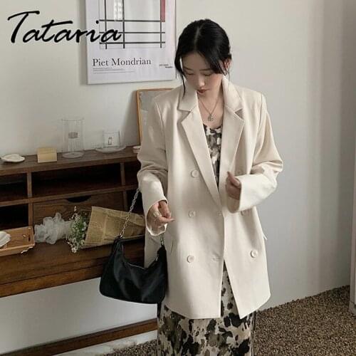 Casual Double Button Women Solid Suit Blazer Jackets Long Sleeve Loose Pink Female Outwear 2021 Spring Fashion Blazer Oversize