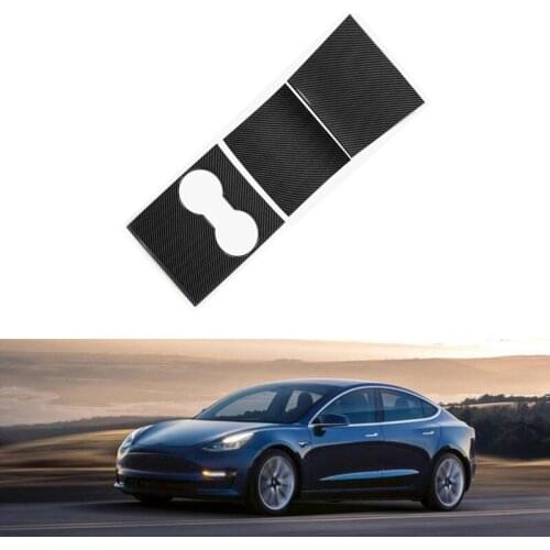 Car Central Control Panel Protective Patch Carbon Fiber ABS Center Console Shell Sticker for Tesla Model 3 2017-2020
