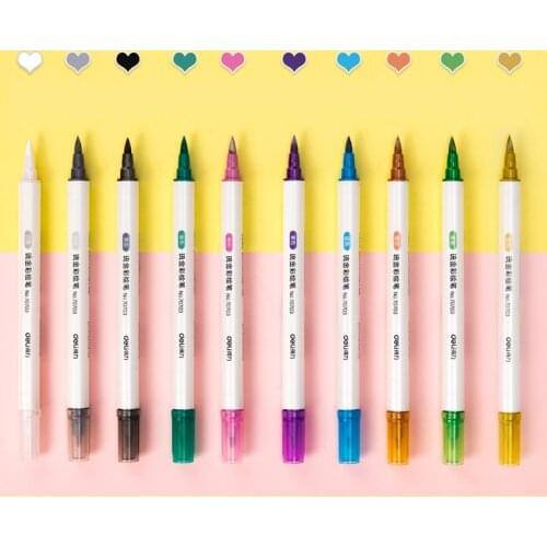10 Colors Painted Pen Double Head Highlighter Art Drawing Painting Doodling Marker School Office Art Stationery