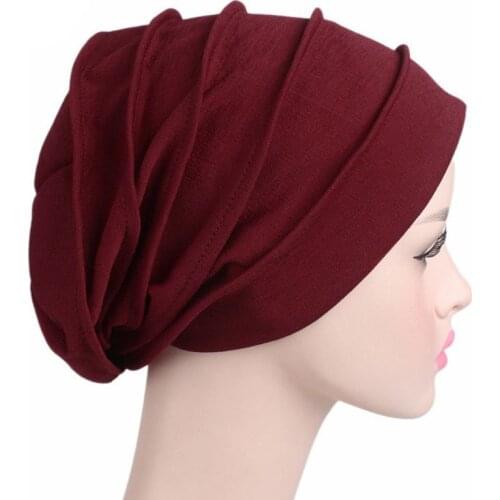 1 Pc Unisex Cotton Sleep Cap Cancer Beanie Muslim Turban Hair Loss Chemo Hat Pleated Cotton Blend Brand New