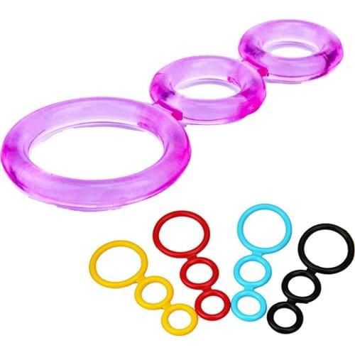 TRIPLE RINGS Extended Ejaculation Time Silicone Cock Rings Penis Extender Intimate LASTING LONGER Adult Products For Men