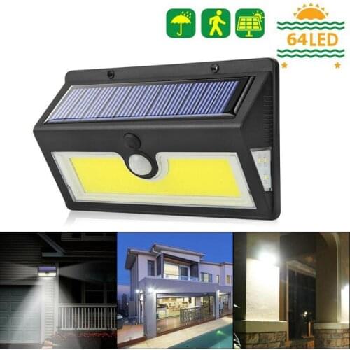 Solar Security Lights Outdoor Motion Sensor 44/64 LED Wide Angle Waterproof Solar Powered Durable Wall Lights for Garden Garage
