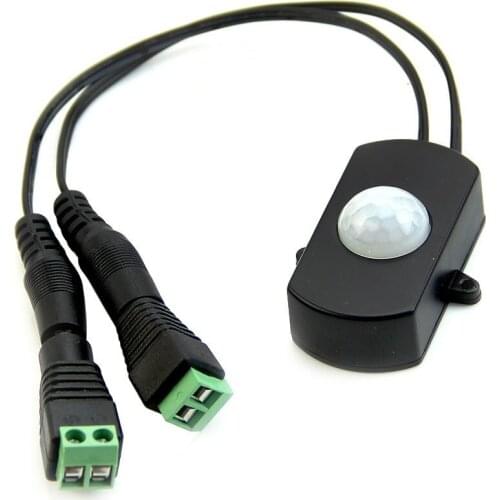 Top quality Mini 5A PIR Infrared Motion Sensor Detector Switch for LED Strip Light + Female Male DC Power Connector DC 5V-24V