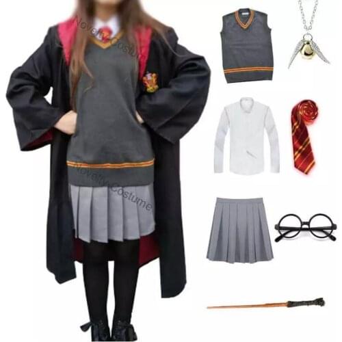 Women Elder Girls School Uniform Cosplay Hermione Granger Robe Cloak Costume Halloween Costume