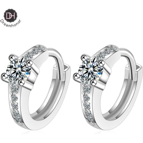 Dreamhonor 2021 Hot Sale Fashion Style 925 Sterling Silver Zirconia Crystal Circle Clip Earrings For Women Jewelry