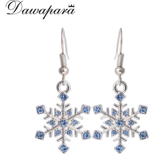 Dawapara Snowflake Charms Earrings Hot Selling Christmas Gifts for Women Rhinestone Fashion Jewelry Two Different Color