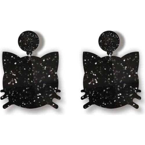 Women Punk Earrings Black Cat Pandent Earrings Charm Hip Hop Girls Gift Cute Stud acrylic jewelry Evening Party Earring
