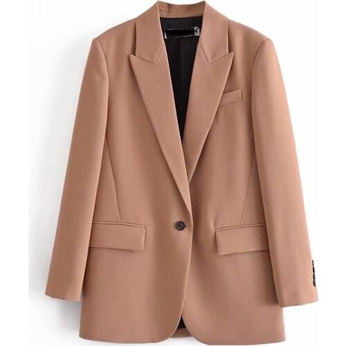 2021 New Spring Blazer Mujer Loose Style Women Jackets Khaki Coat One Button Suit