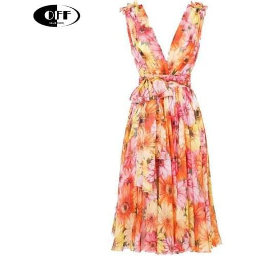 Designer Runway Sexy V-neck Party Night Club Midi Dresses For Women Summer Goblincore Traf Ruffles Elegant Floral Lady Dress ZA