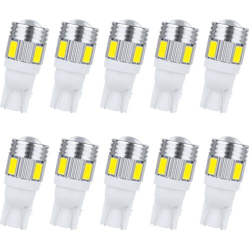 10X T10 194 W5W Car Led 5630 6SMD White License Plate Lights Backup Brake Lights Turn Signal Light Side Marker Led Parking Light