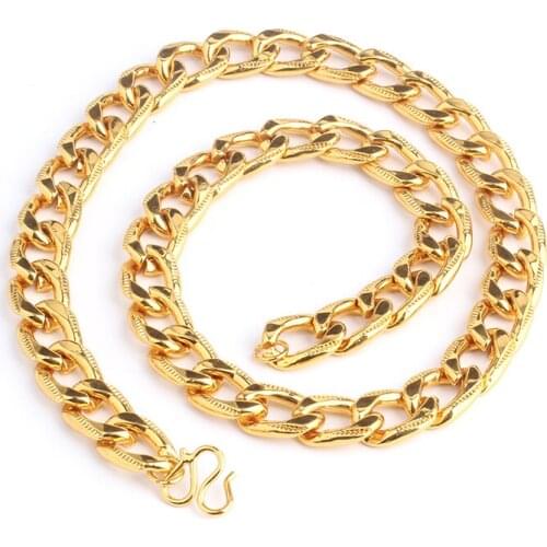 11mm gold color gear flat chain necklace Alloy Never fade necklaces jewelry wholesale