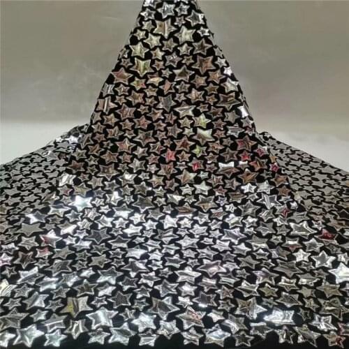 2020 high quality velvet French lace Nigerian sequins net lace,African tulle mesh sequence lace fabric for party dress run19-71