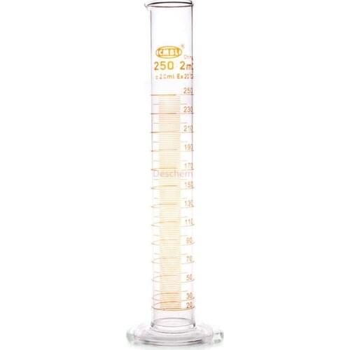 250ml Glass Measuring Cylinder With Graduation & Spout Mouth Lab Chemistry Glassware