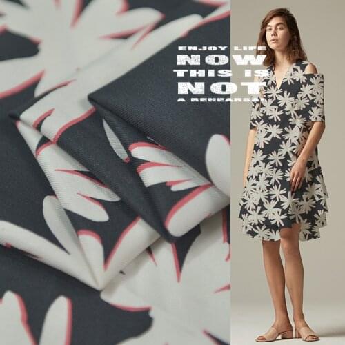 3 Meter White Leaves Thick Silk Fabric Twill 35mm 60%Silk 40% Cotton Telas Sewing