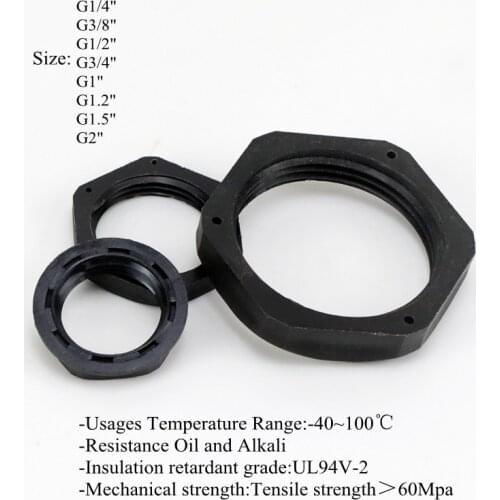 5~20Pcs 1/4" 3/8" 1/2" 3/4" 1" 1.2" 1.5" Black Nylon Hex Nut Plastic G Thread Hexagon Nuts Connector Pagoda Fastening Screw Cap