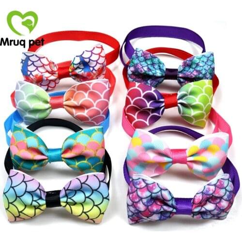 50/100PCS Cute Pet Dog Cat Bow Ties Adjustable Fish Scale Patterns Dog Bowties for Holiday Party Dog Accessories Pet Supplies