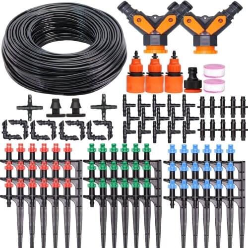 5-50M Garden Micro Drip Irrigation Kit Misting Watering System Automatic Adjustable Dripper Atomizer for 4/7mm 1/4'' Hose
